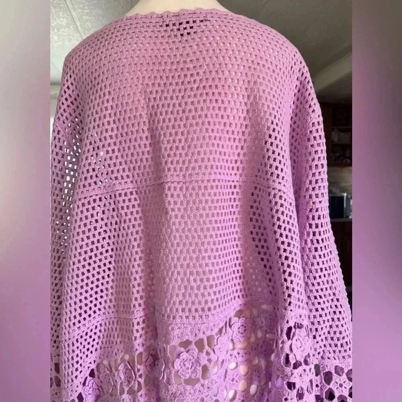 Roamans Floral Crotchet Purple Tunic Cover up Sz 4X - Picture 14 of 14